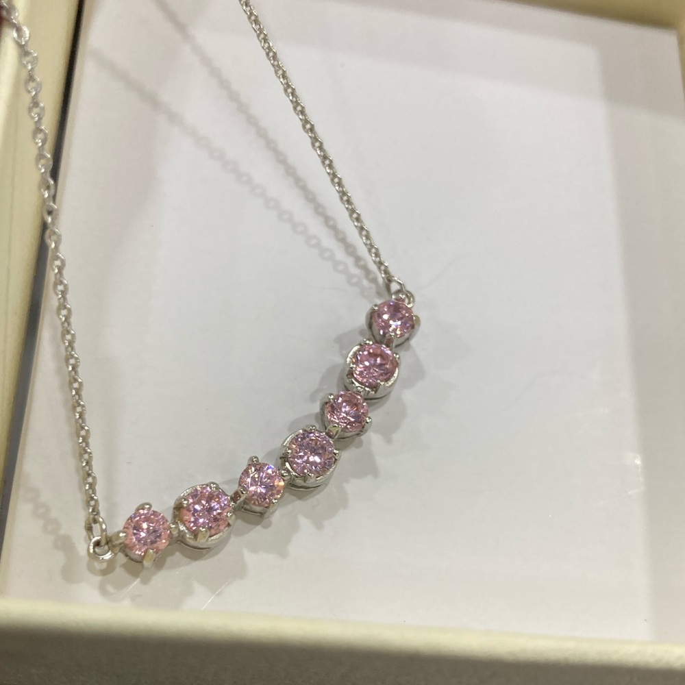 Sterling silver Elegant Pink Stone Necklace